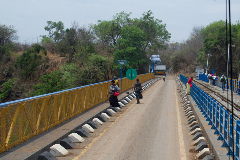 Crossing Victoria Falls Bridge into Zambia